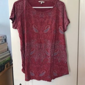 Lucky Brand Red Paisley print top 1X